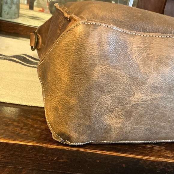 Bed Stu Leather Rockaway Shoulder Bag Crossbody Tote Taupe Driftwood $330 - Picture 8 of 14